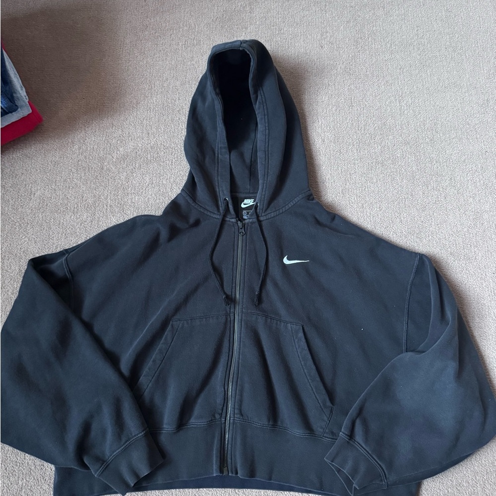 Nike Black Cropped Full-Zip Hoodie